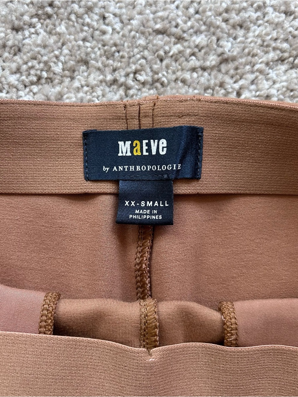 Maeve by Anthropologie Brown Back Slit Ponte Leggings Pants Seam Detail XXS - Picture 4 of 9